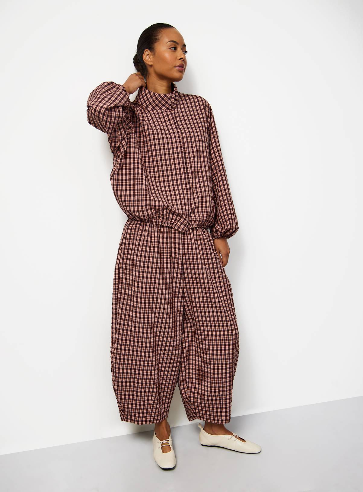 Pink Checked Barrel Trousers 6 - Image 3